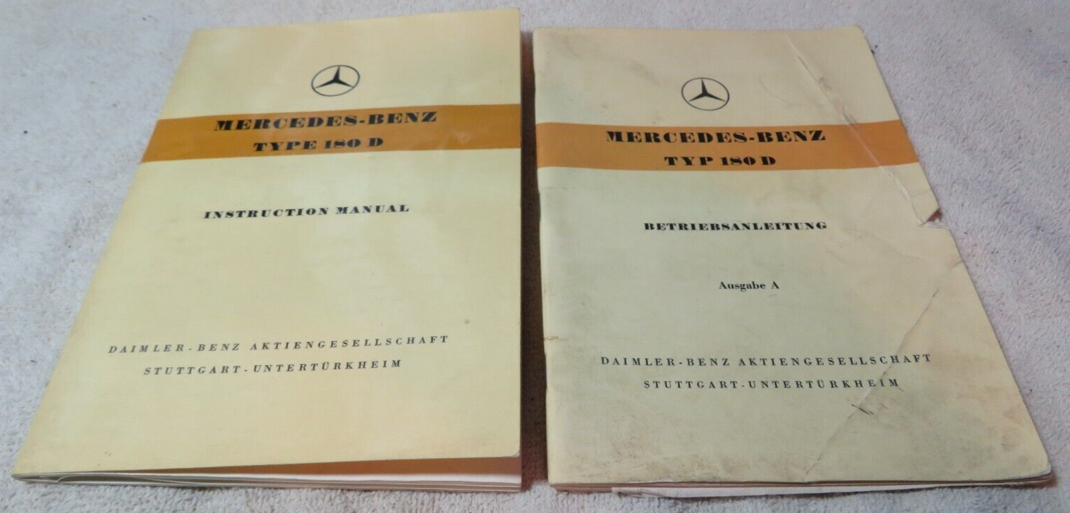 2 Original Mercedes-Benz Type 180D Instruction Owners Manual Edition \