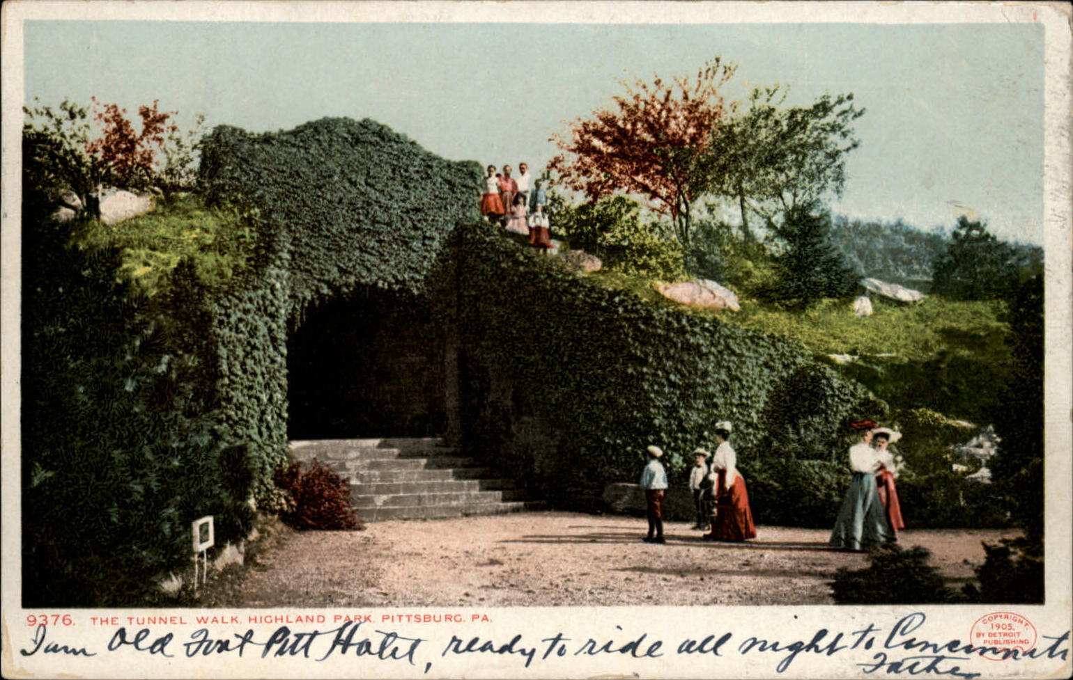 Tunnel Walk Highland Park Pittsburgh Pennsylvania ~ dated 1907 UDB postcard
