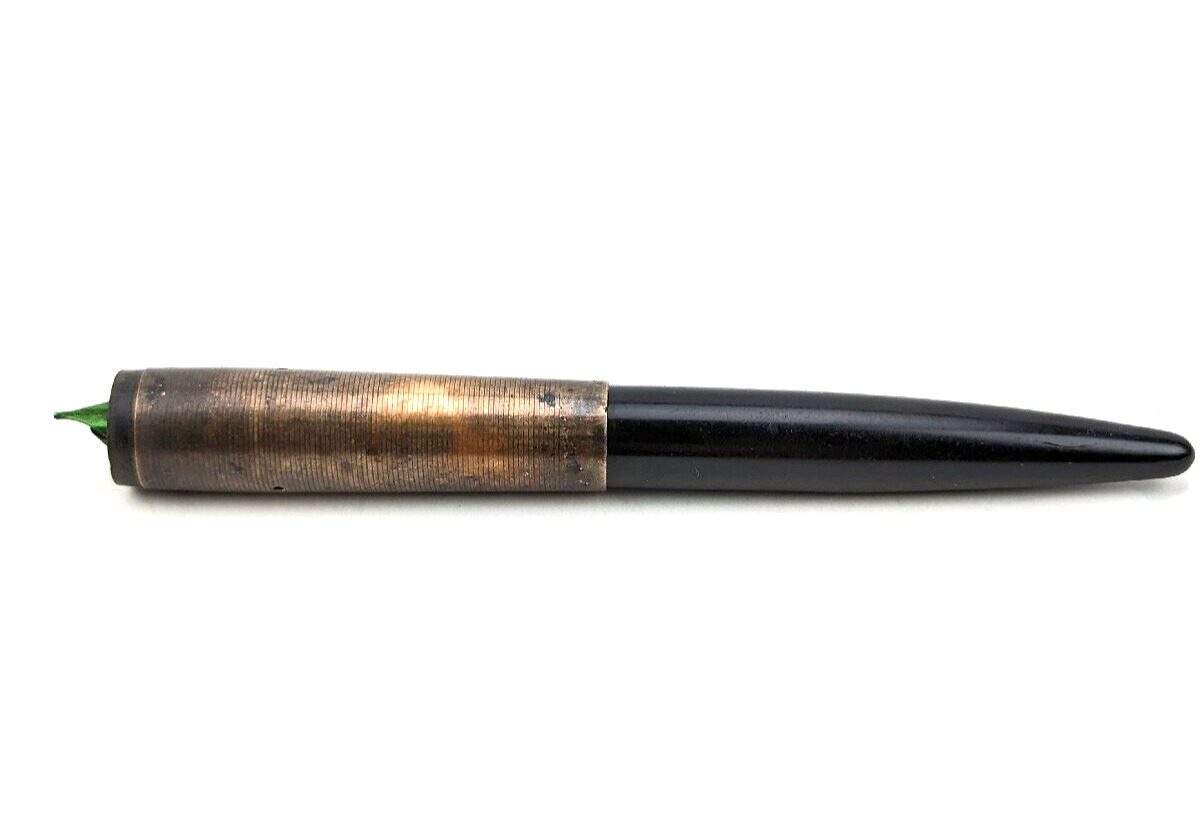 Vintage 1940s WAHL Eversharp Skyline Black Fountain Pen 14K Gold Nib GF Cap  #A1