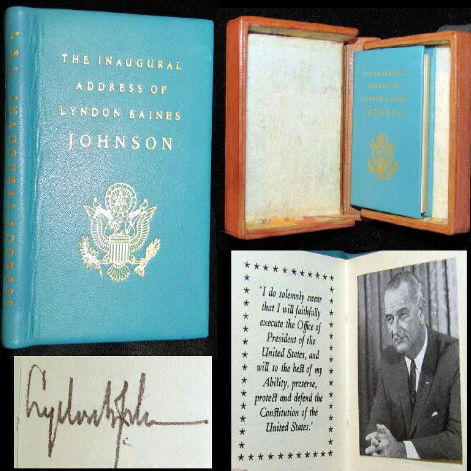1965 INAUGURAL ADDRESS SIGNED PRESIDENT LYNDON B. JOHNSON MINI POLITICS JFK CASE