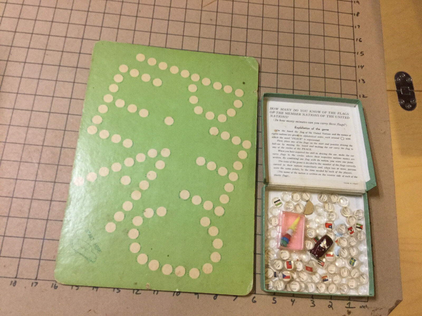 Original Vintage Game: PEACE made in Japan, with FLAGS, AND LITTLE CAR double si