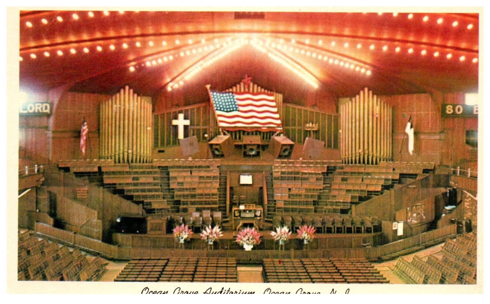 Ocean Grove New Jersey NJ Auditorium Interior VTG Unposted Postcard c.1965
