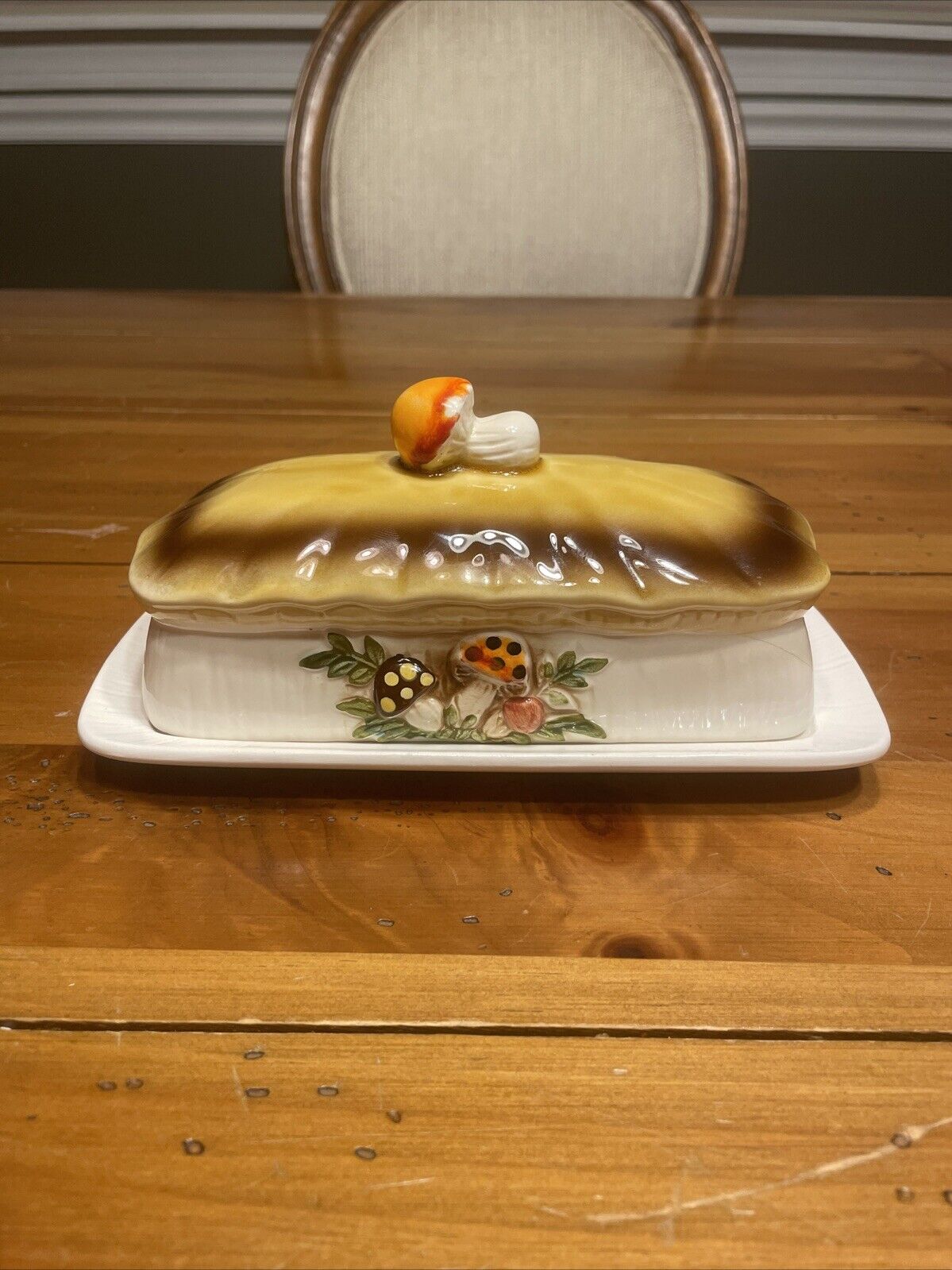 Vintage Merry Mushroom Sears Roebuck & Co Lidded Covered Butter Dish 1978 Japan