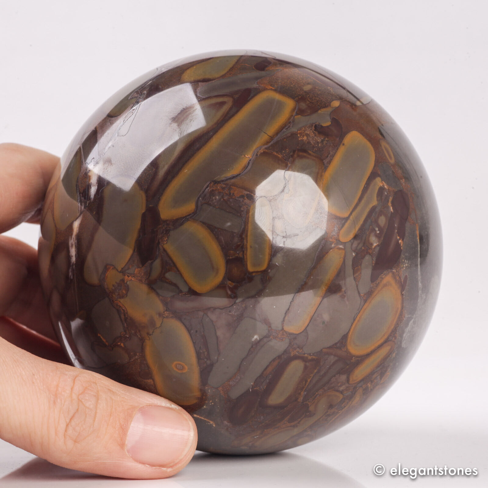 1210g94mm Large Natural Bamboo Jasper Sphere Healing Stone Crystal Ball Decor