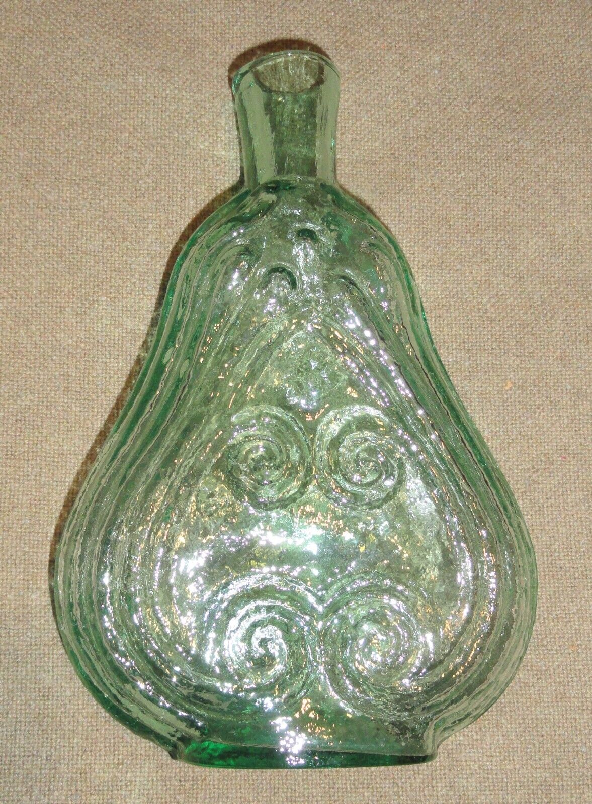 Clevenger Bros. Glass Scroll Flask South Jersey Green