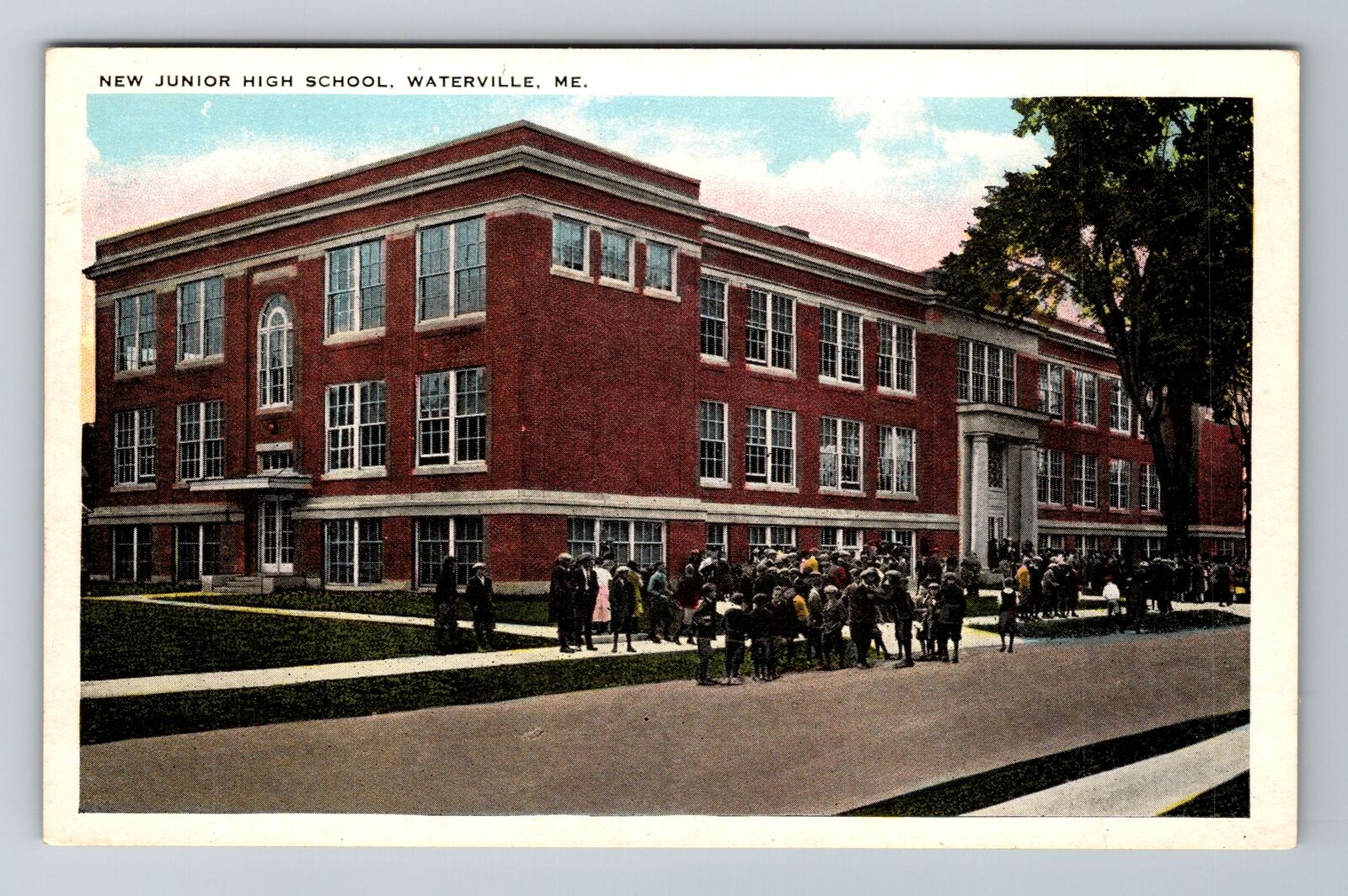 Waterville ME-Maine, New Junior High School, Antique, Vintage Souvenir Postcard