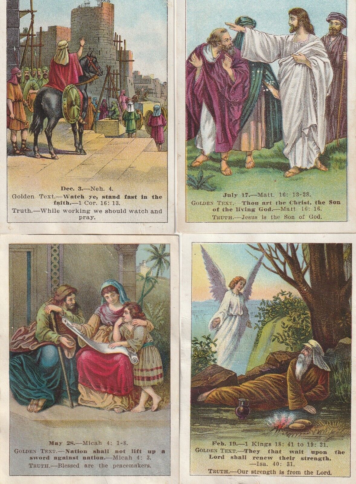 Antique 1910 / 1911 Bible Lesson Picture Card Lot of 7 Sunday School Church