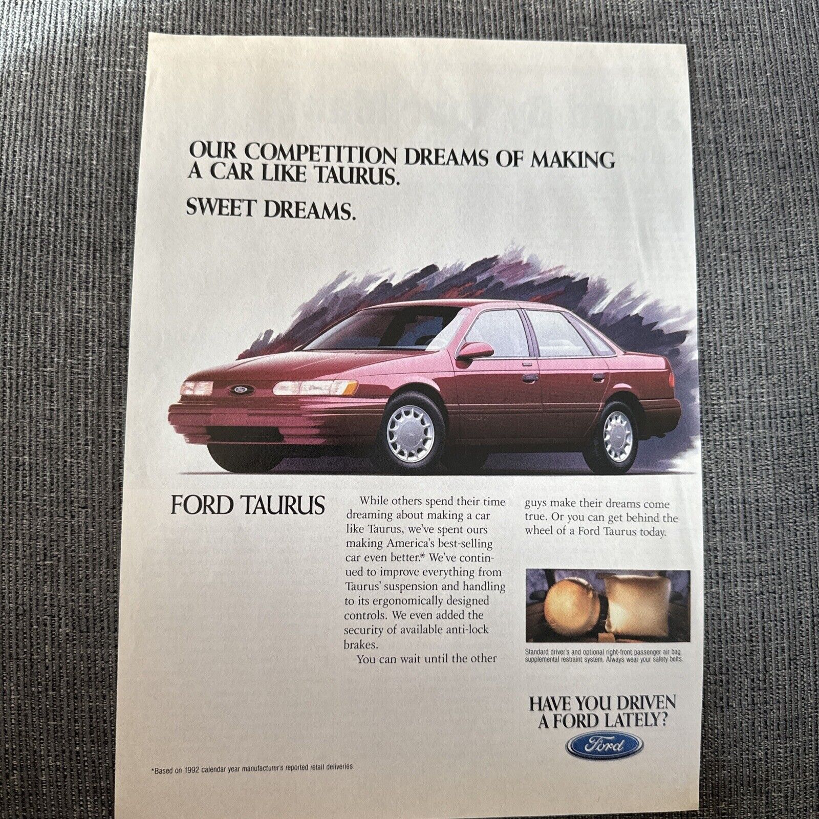 1993 Ford Taurus Sedan Advertisement Sweet Dreams