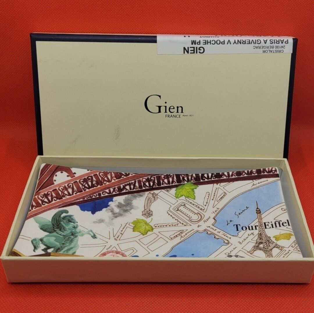 Gien Giverny Paris Letter Tray Porcelain Dish w/ Box 7.5\