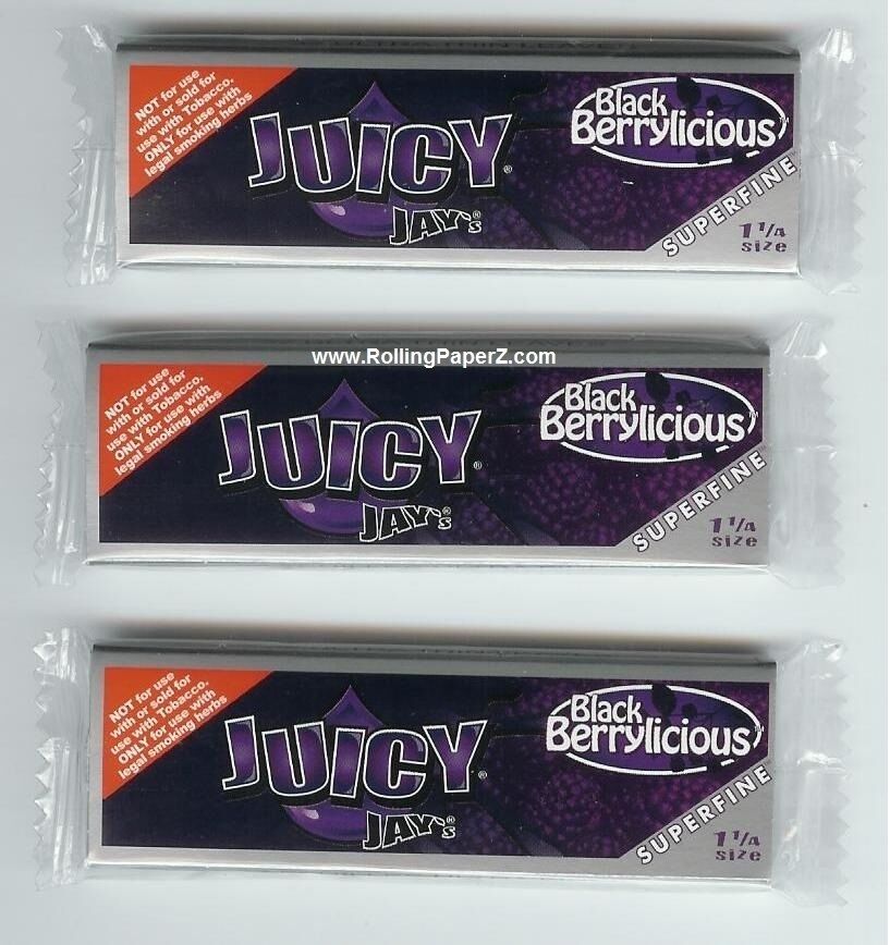3pks \'BLACK BERRYLICIOUS\' Flavored JUICY JAY\'S 1 1/4 SUPERFINE Rolling Papers
