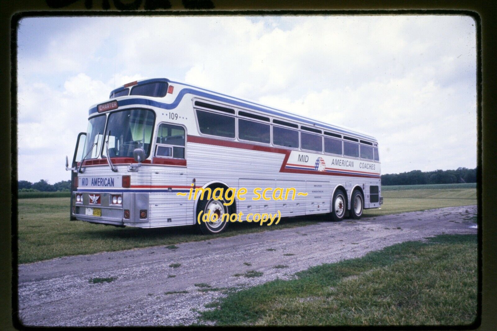 Mid American Coaches, Washington Missouri Eagle Bus in1973 Ektachrome Slide e25b
