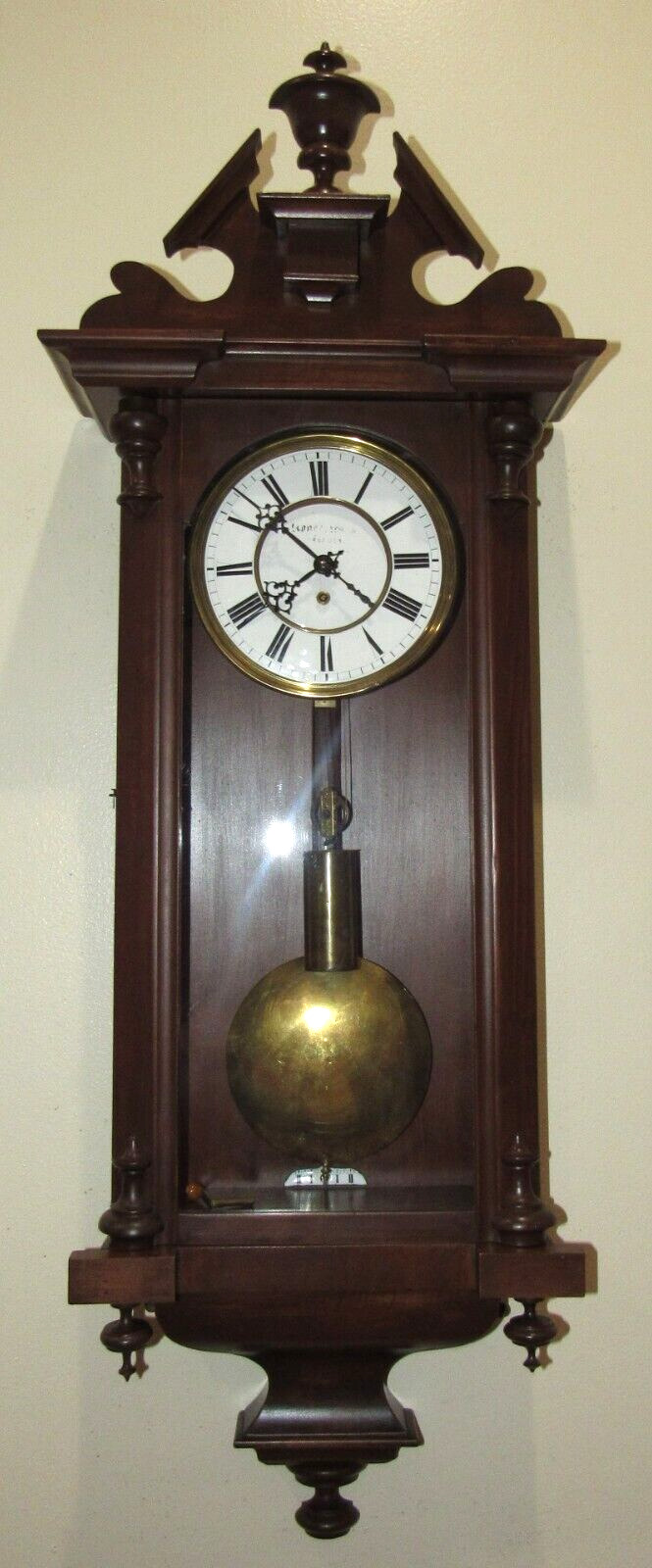 Antique Austrian One Weight Vienna Wall Clock 8-Day Timepiece (A)