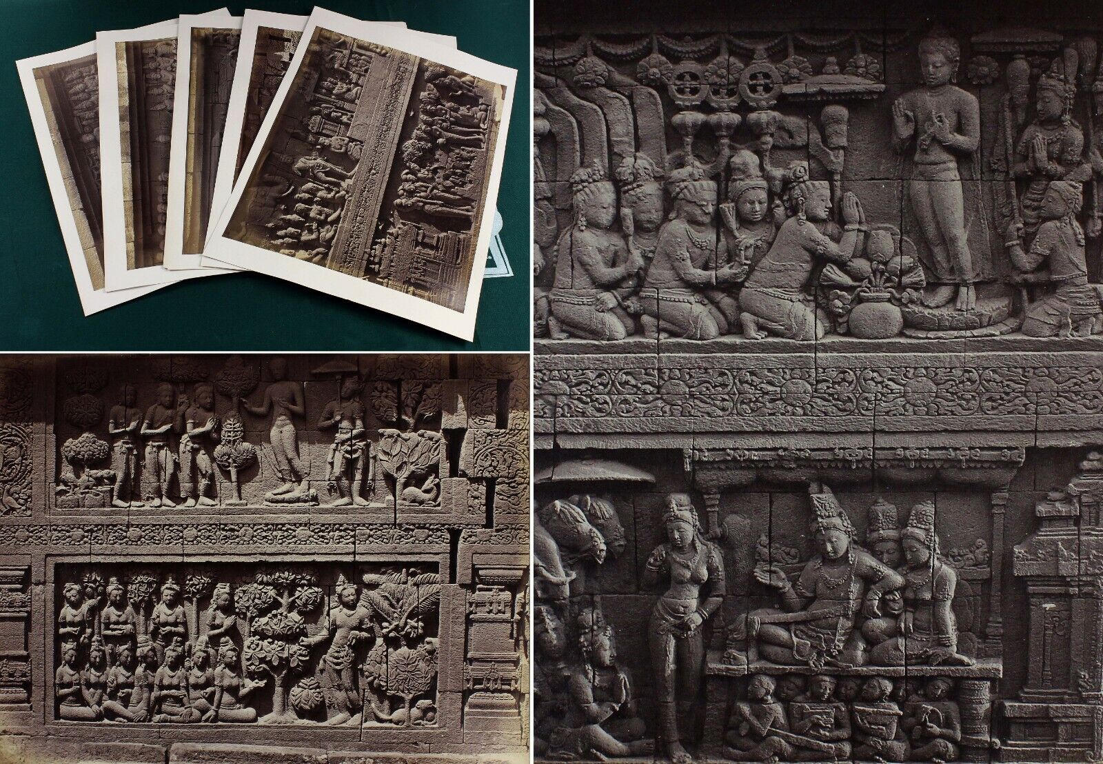 1873 van Kinsbergen 5 RARE albumen PHOTOGRAPHS BOROBUDUR temples JAVA indonesia