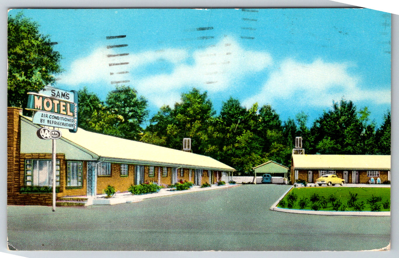 c1960s Sam\'s Motel Postcard Phenix City AL Air Conditioned Columbus GA