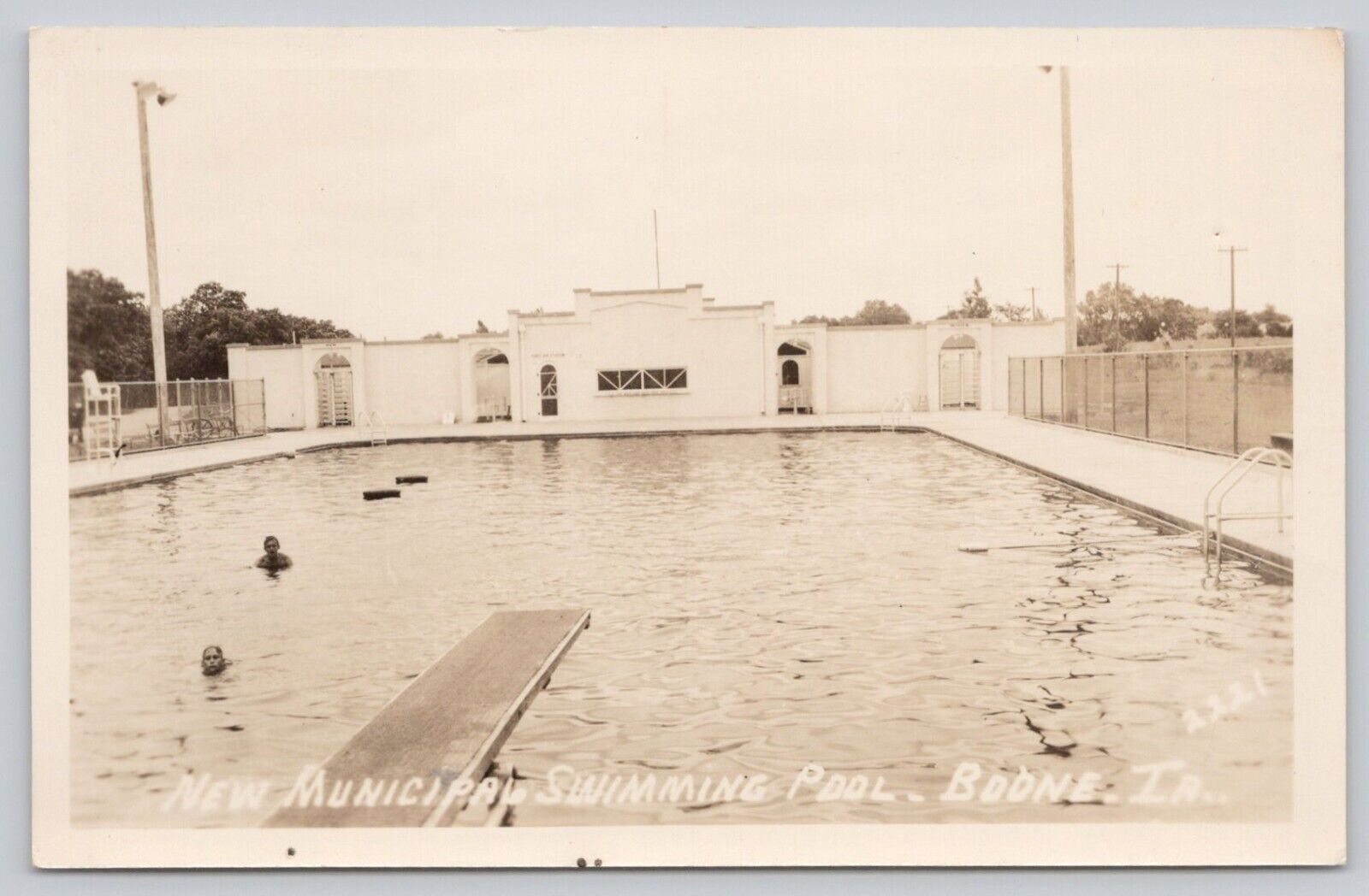 Real Photo Postcard Boone Iowa New Municipal Swimming Pool People Vintage RPPC