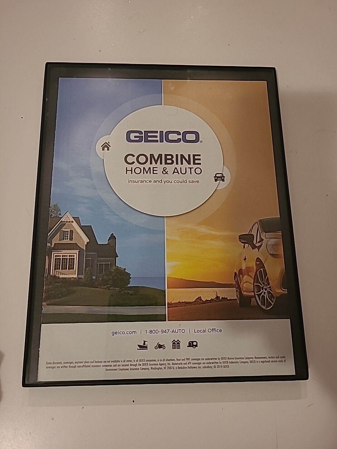 Geico Home And Auto Insurance 2019 Print Ad Framed 8.5x11 