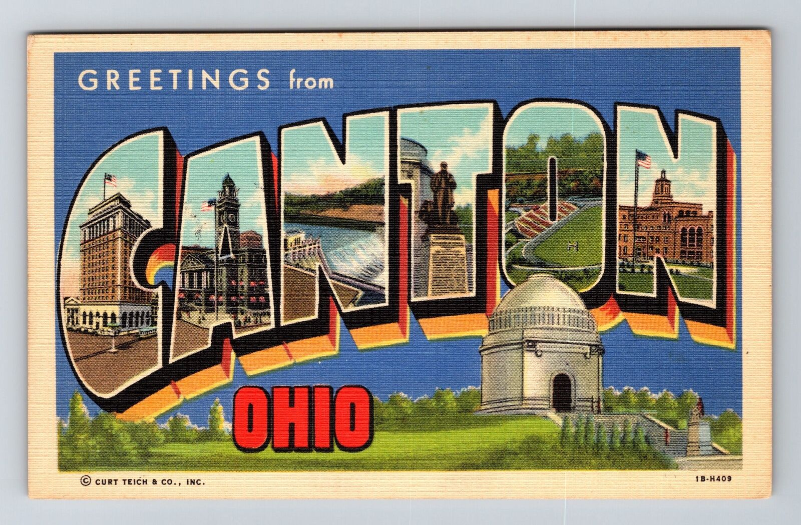 Canton OH-Ohio, LARGE LETTER Greetings Vintage Souvenir Postcard