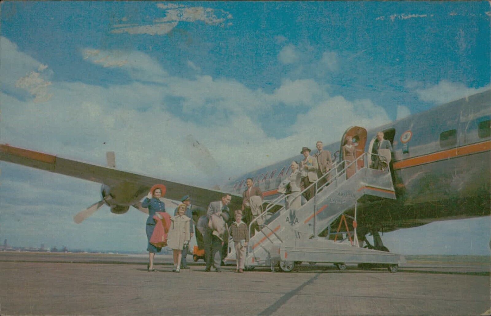 Postcard DC-6 Blue Ribbon Air Coach American Airlines