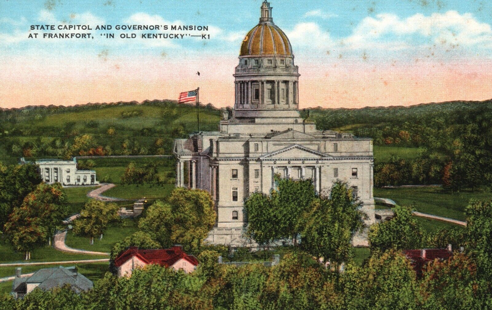 Vintage Postcard 1930s State Capital & Governor\'s Mansion Frankfort Old Kentucky
