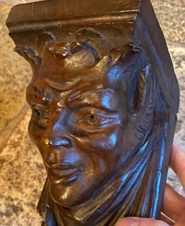 Antique Devil Head Sculpture Faust Console Pyrogen Satan Decor Art Rare Old 19th