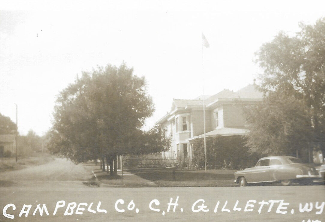 1952 gillette WY campbell county court house courthouse real photo, WYOMING rppc