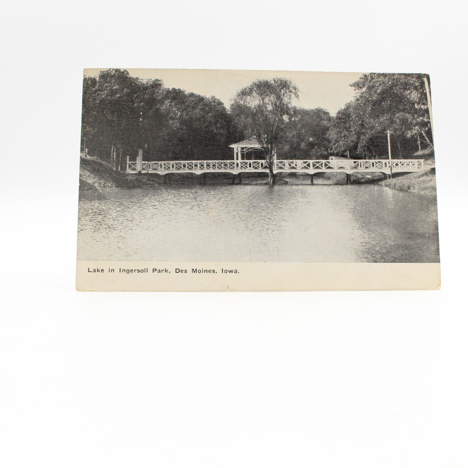 Divided Back Postcard Lake in Ingersoll Park Des Moines Iowa IA 1909 Bridge
