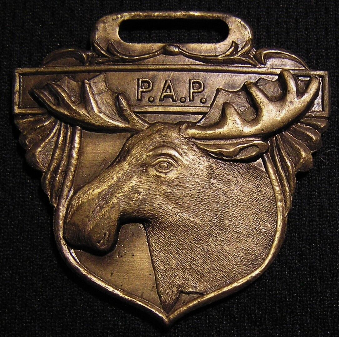 VTG LOOM LOYAL ORDER OF MOOSE WATCH FOB MEDAL - P.A.P. PURITY AID AND PROGRESS