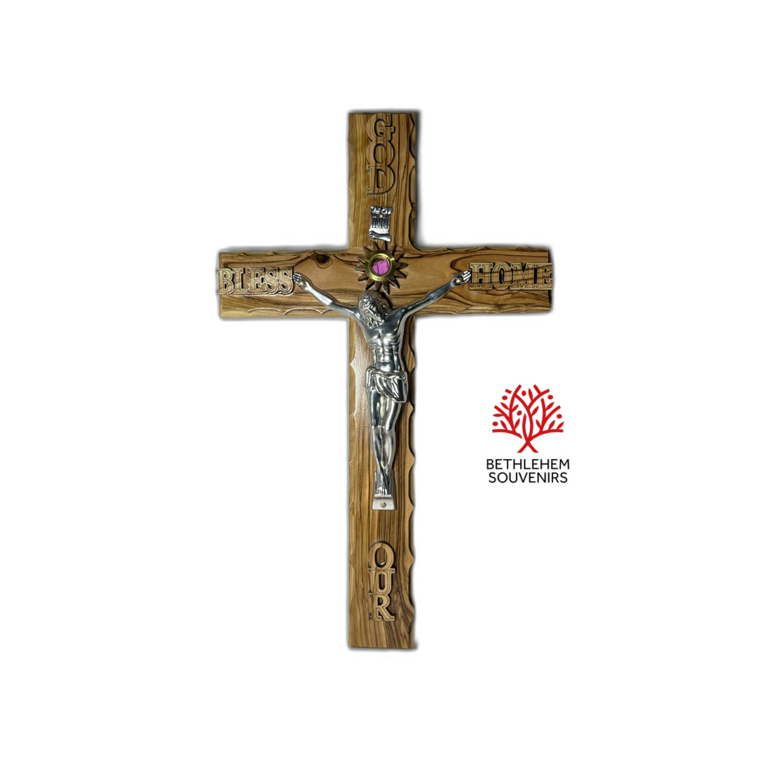 Big Olive Wood 14Inch Crucifix Cross Artistic Hand Made Bethlehem Christian Arts
