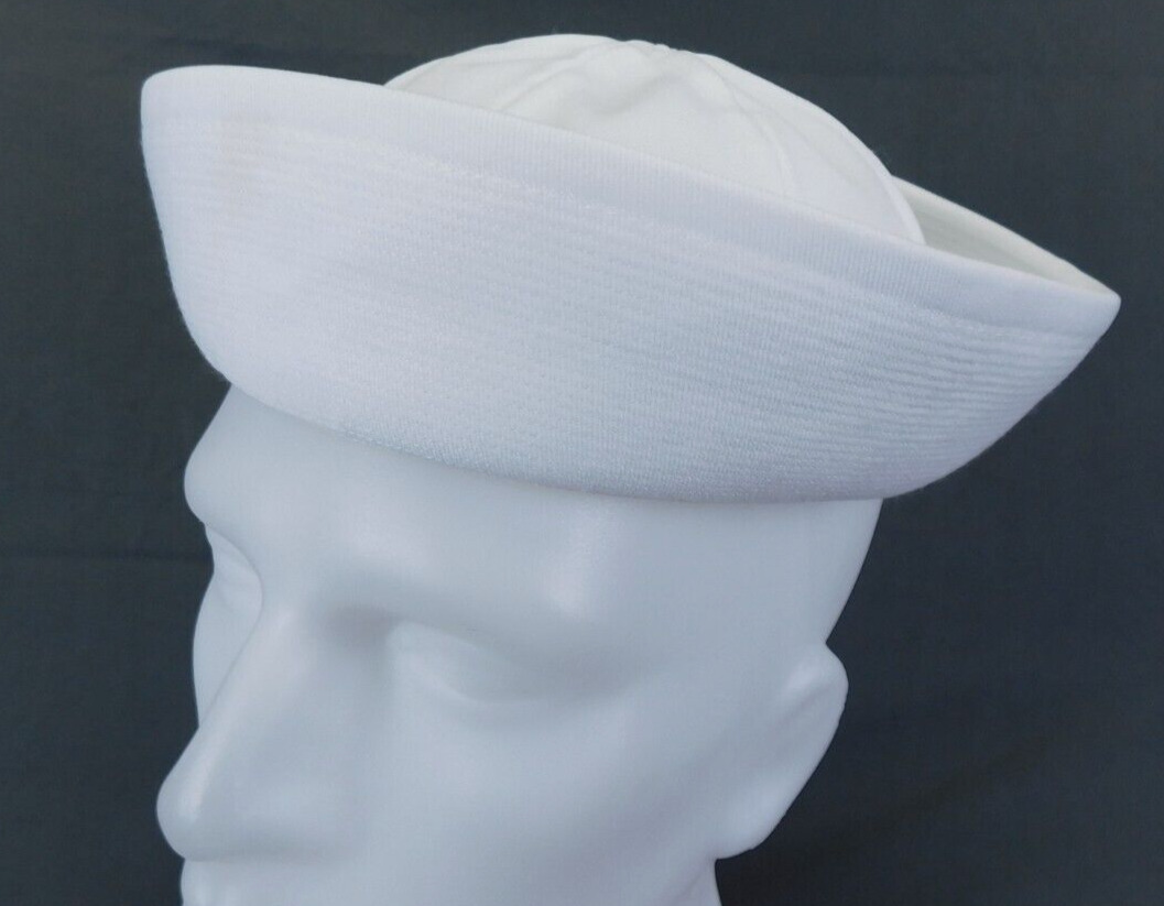 US Navy Dixie Cap 7 1/4 & 22 3/4 White Type III Service Dress Hat Named Uniform