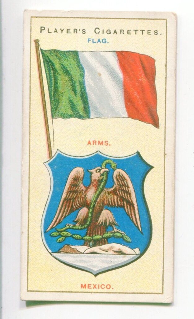1905 JOHN PLAYER & SONS CIGARETTES COUNTRIES FLAG & ARMS TOBACCO CARD #40 MEXICO