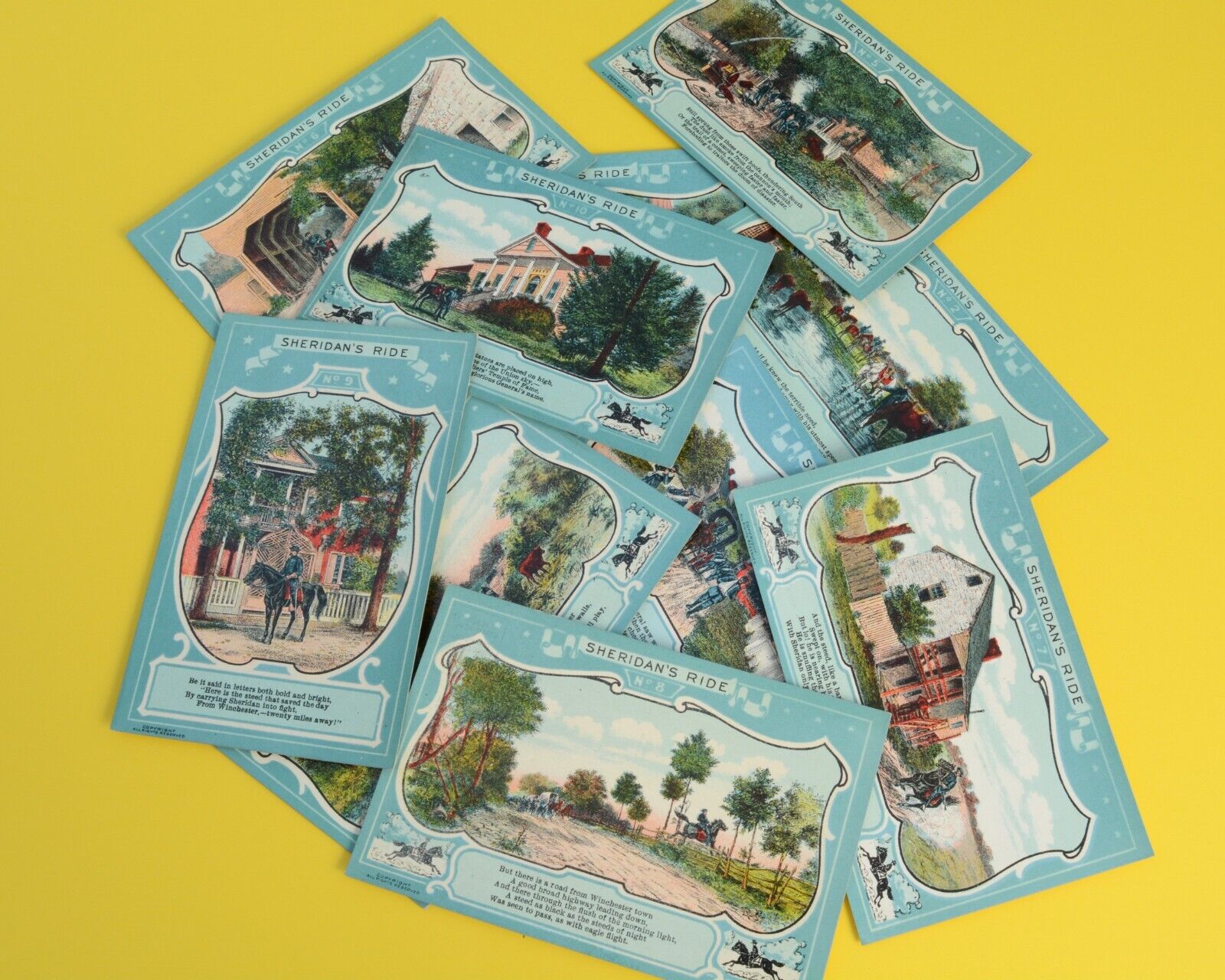 VTG Complete Set of 10 Postcards - Sheridan\'s Ride