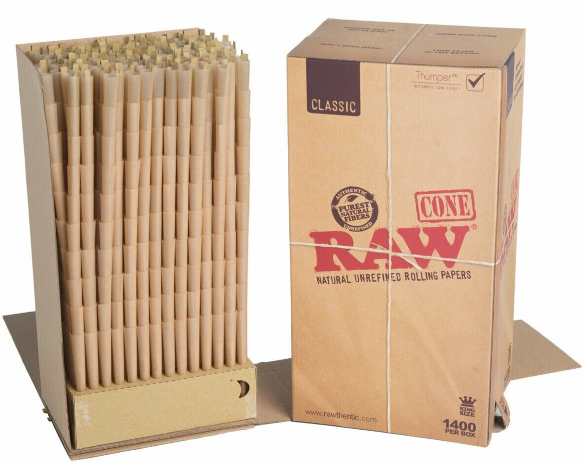 Authentic Raw King Size pre rolled Cones W/Filter tips (100 CONES) 