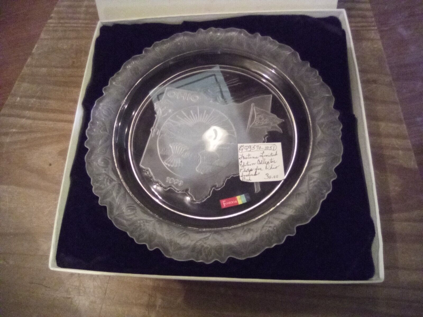 Vintage Fostoria Crystal Our American States Collector Plate Ohio Original Box