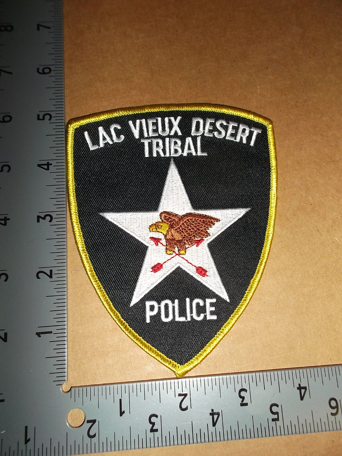 Lac Vieux Desert Tribal Police Patch~Michigan~MI~Brand New~Yellow Border~