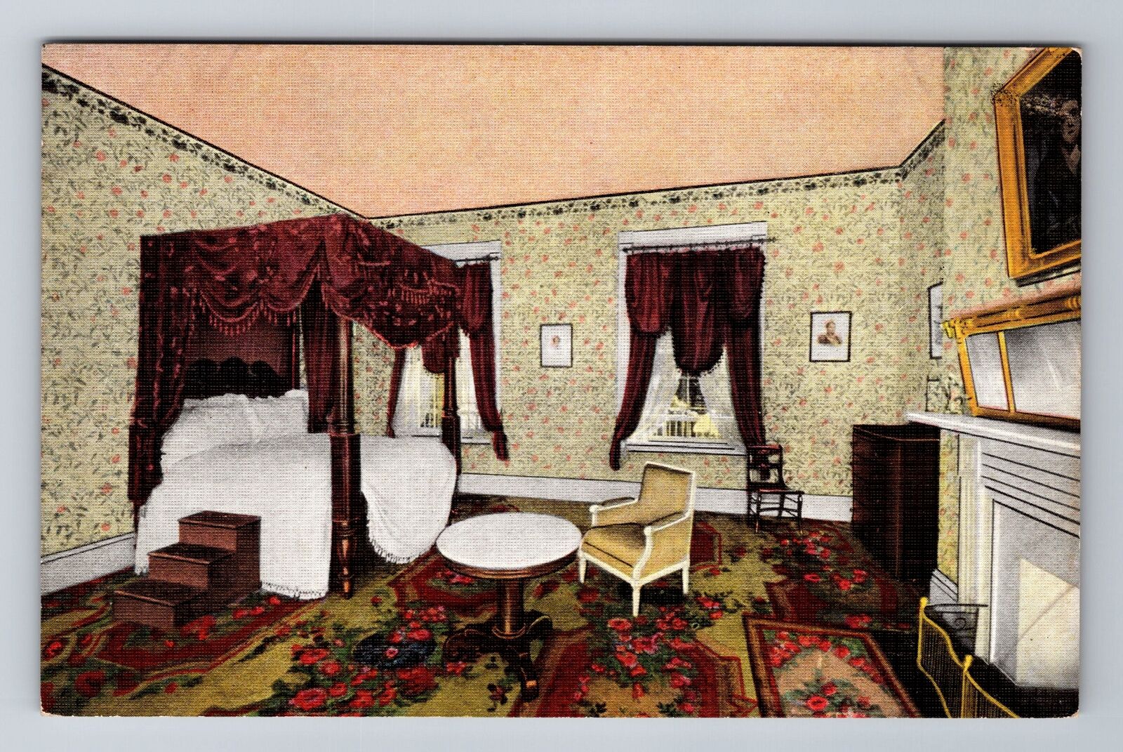 Nashville TN- Tennessee, Lafayette Bedroom, Hermitage Home, Vintage Postcard