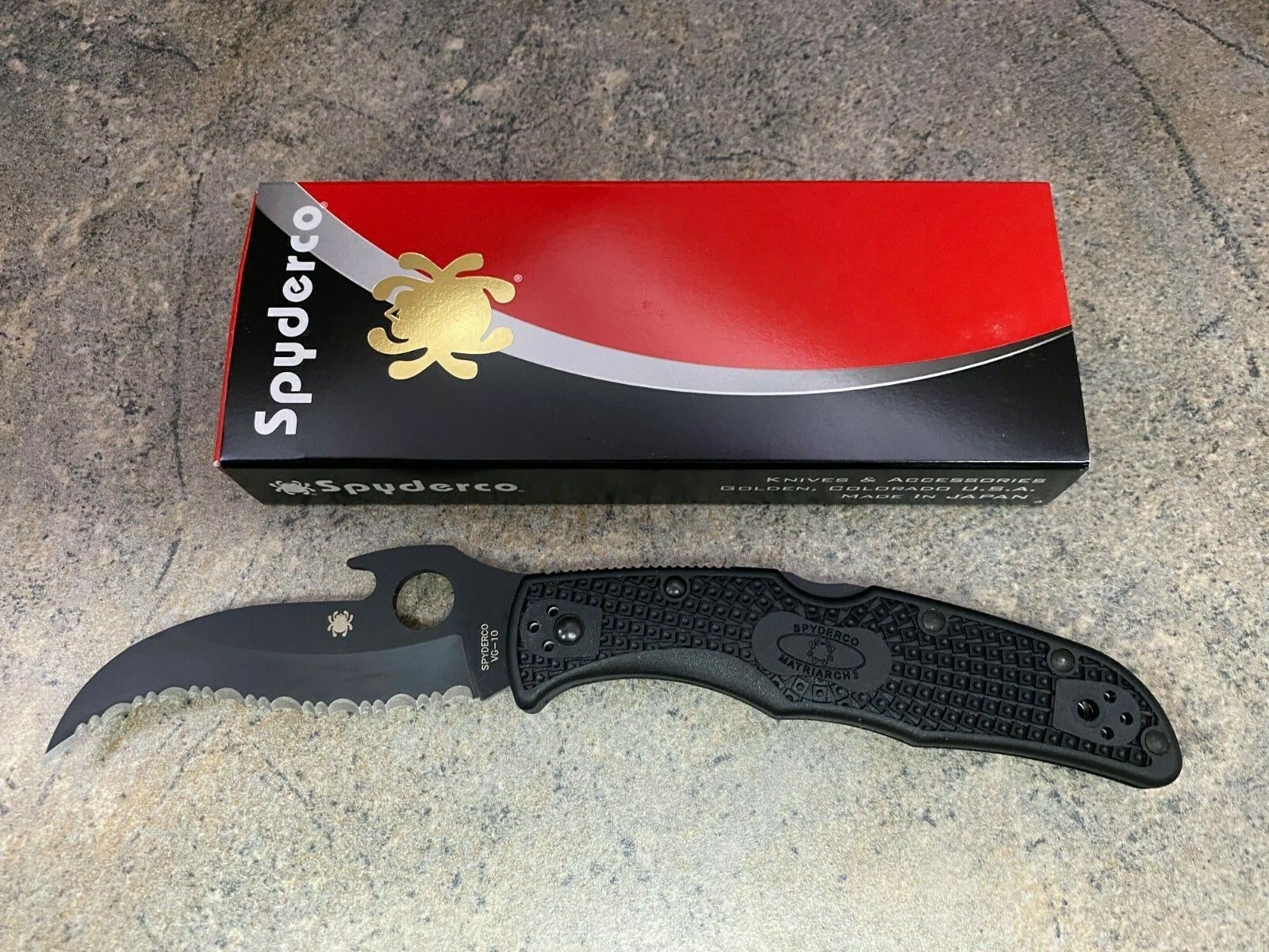 Spyderco Matriarch 2 Knife with Emerson Opener C12SBBK2W Black Blade