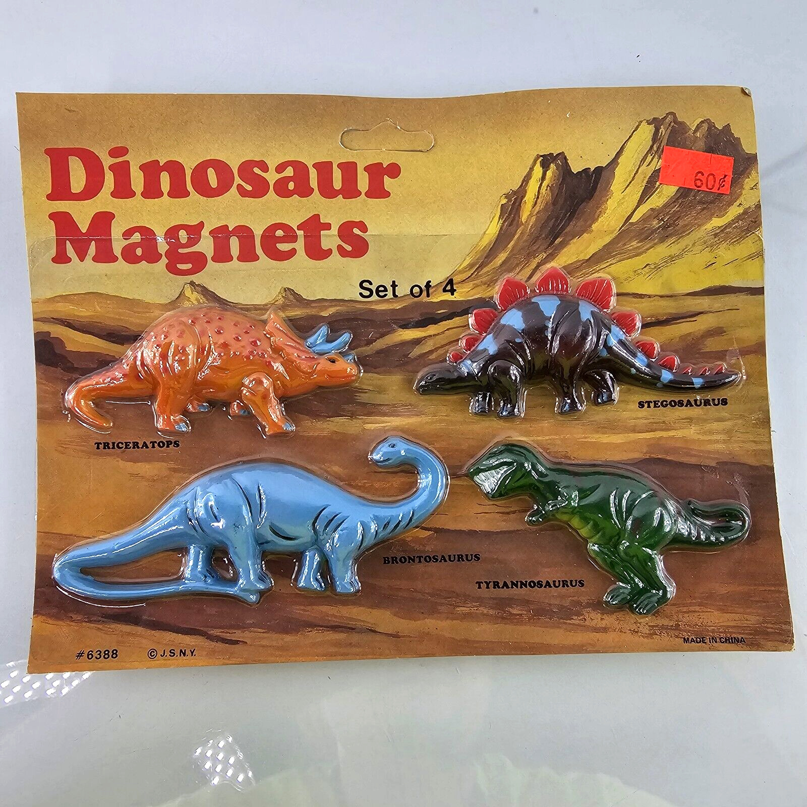 Vintage Dinosaur Refrigerator Magnets T-Rex 1970\'s NOS NEW