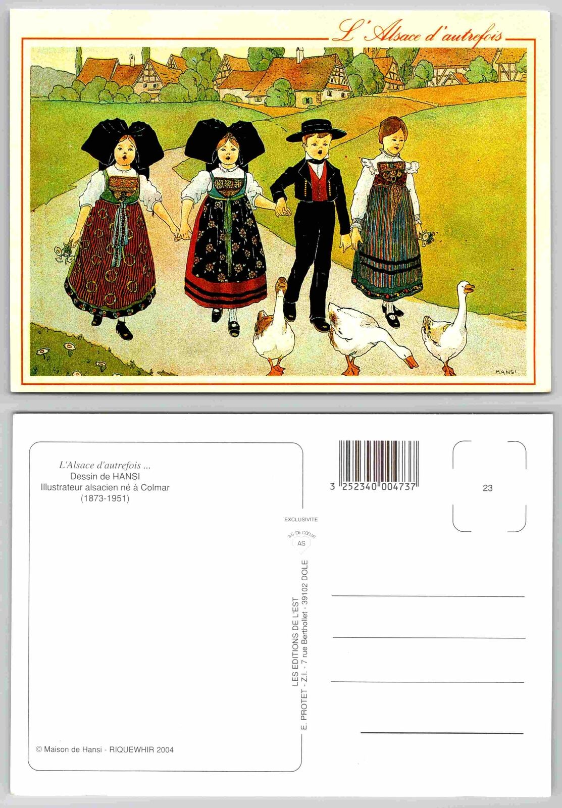 Vintage Postcard - Hansi Children, L'Alsace d'autrefois, France