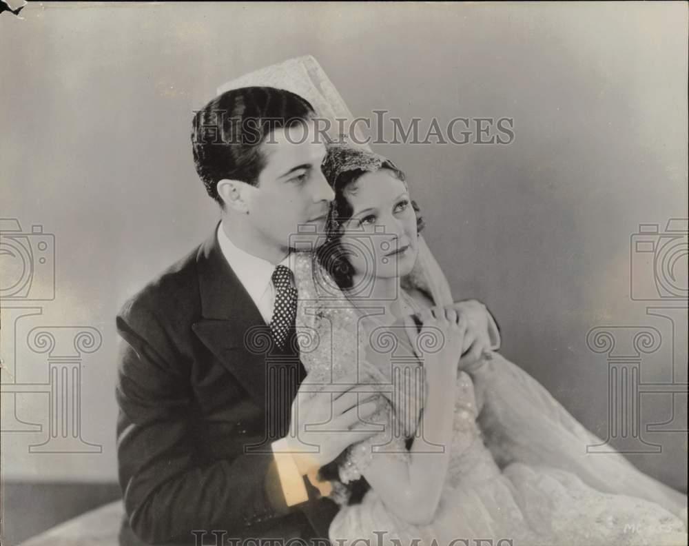 1930 Press Photo Ramon Novarro and Dorothy Jordon shown in movie scene.