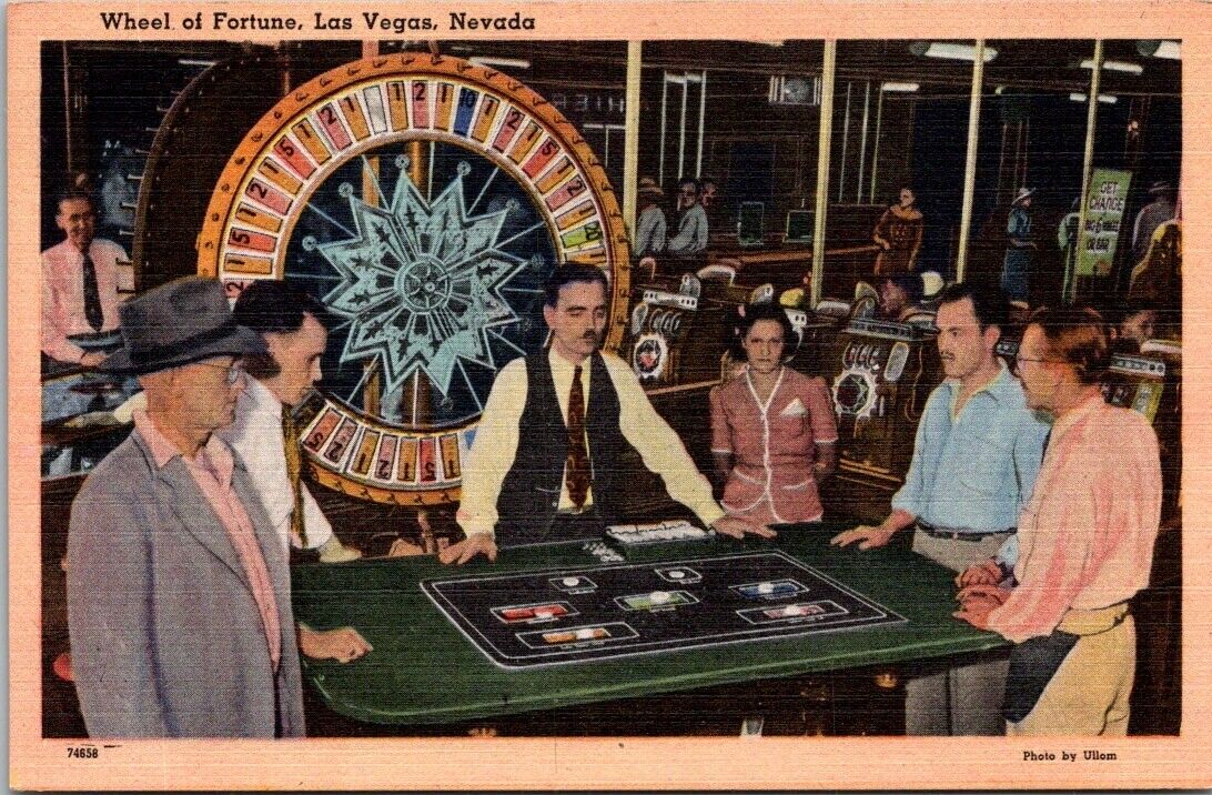 Las Vegas Nevada NV Postcard Wheel of Fortune Gambling Vintage Postcard