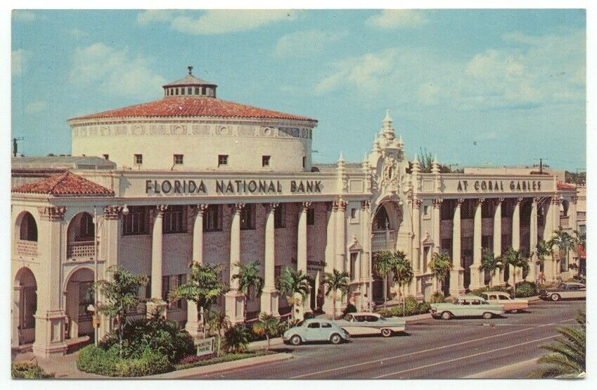 Coral Gables FL - Florida National Bank Postcard