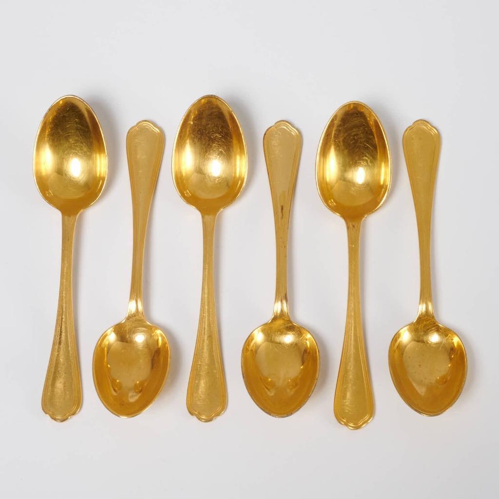 Christofle Spatours Gold Plated Espresso Demitasse Spoons 4\