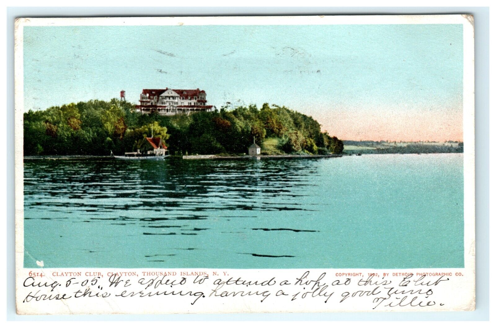 1905 Clayton Club Clayton Thousand Islands NY Early View Postcard