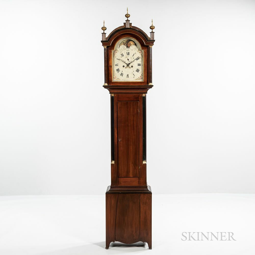 Antique New England Cherry Tall Case Grandfather Clock c. 1830