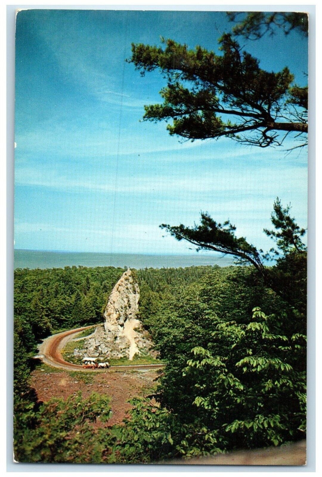 c1950\'s Aerial View Of Sugar Loaf Rock Mackinac Island Michigan MI Postcard