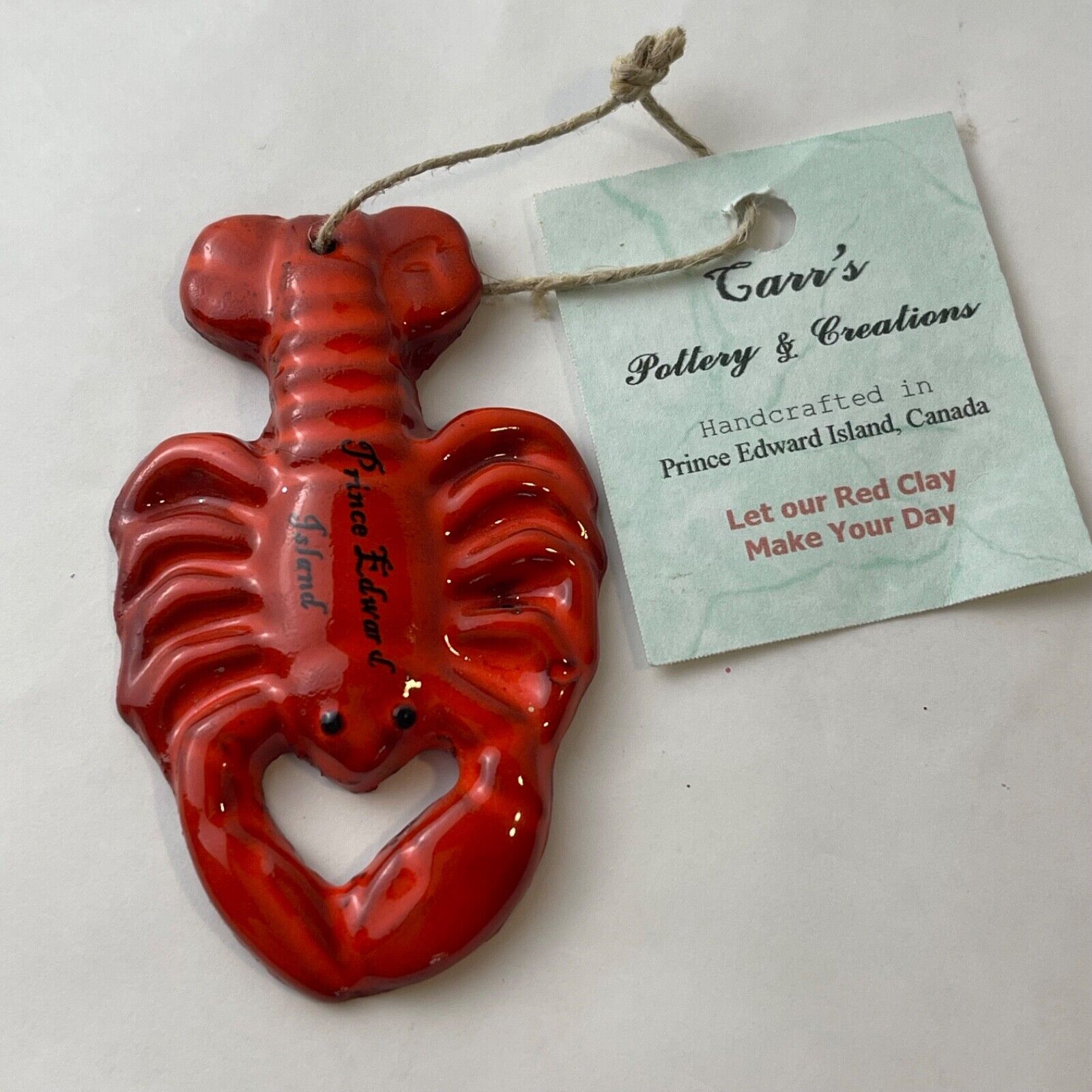 Carr\'s Pottery & Creations Handcrafted Red Lobster Christmas Ornament 3\