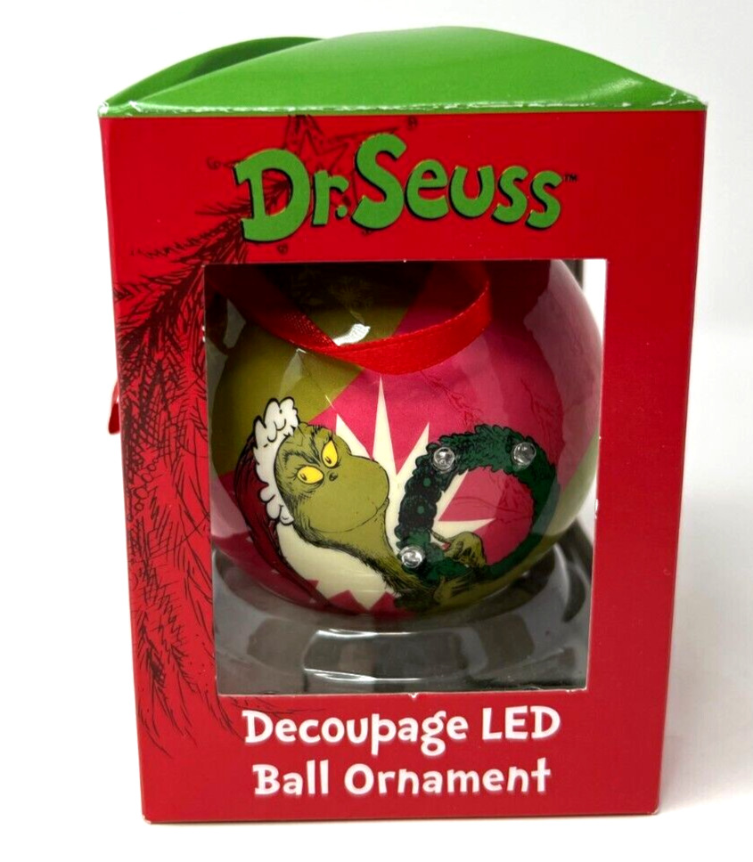 Dr. Seuss - Merry Grinchmas The Grinch Decoupage LED Ball Ornament