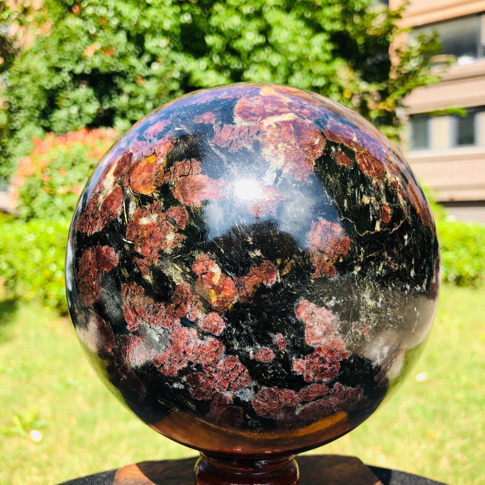 10.78LB Natural Firework red garnet quartz polished sphere crystal ball healing