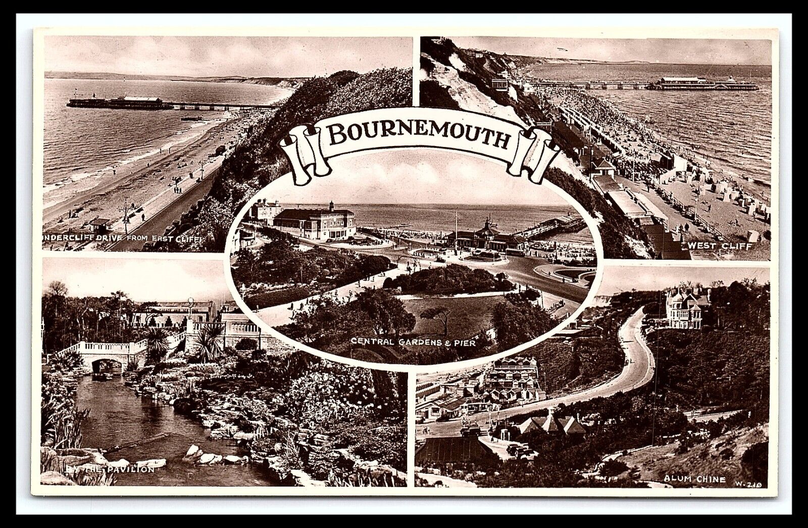 Bournemouth England United Kingdom 5 View Pavilion Alum Chime RPPC Postcard