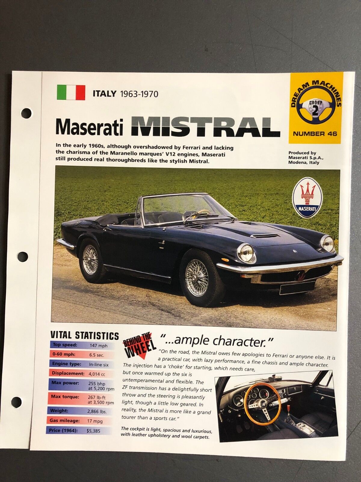 1963 - 1970 Maserati Mistral Coupe IMP \